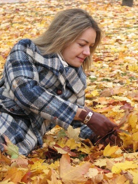 девушка, осень, листья, портрет, lena
