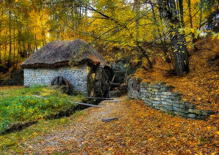 мельница, осень,  пейзаж, Марк Пономаренко