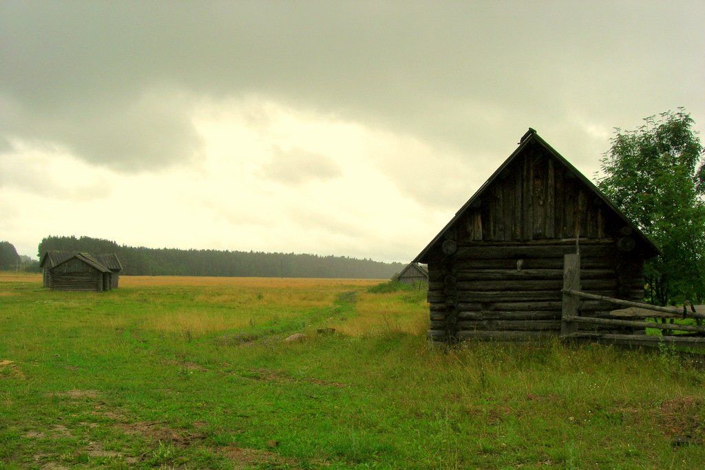 деревня, луг, поле, трава, дом, небо, TeleMemo