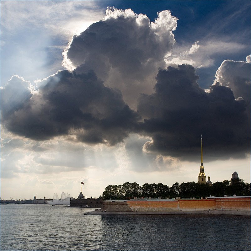 Питер, город, небо, тучи, Петербург в открытках, петропавловка, крепость, CTEPX