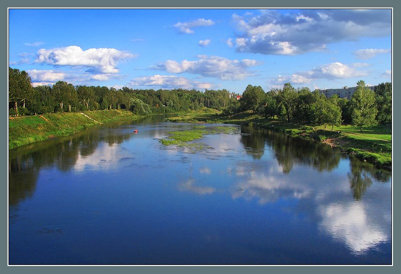 река, небо, облака, река, Мзымта, Боровичи, Россия, Евгений Иванюшенко
