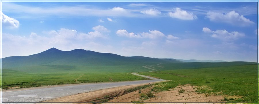 Монголия, дорога, горы, Олег Шубаров