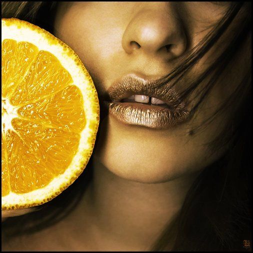 lucem, апельсин, губы, золото, Lucem