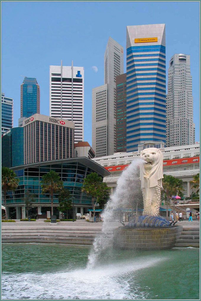Сингапур, фонтан, лев, небоскребы, фасад, символ, Евгений Иванюшенко