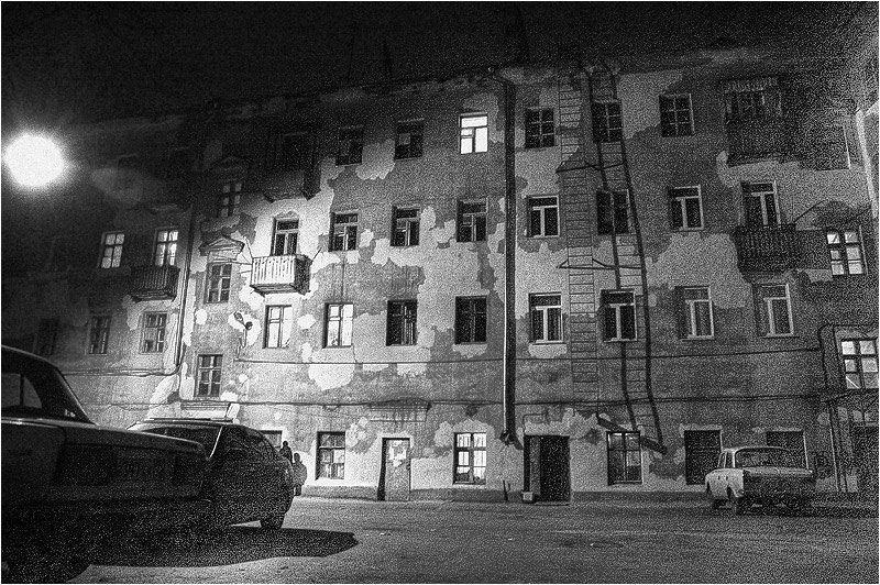дом калуга двор машина ночь фонарь, Anna Fomicheva [nusha]