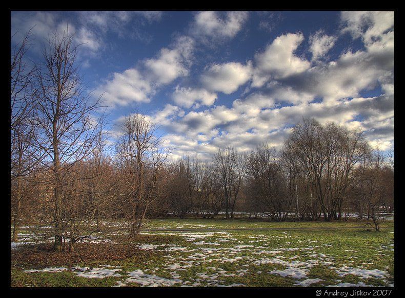 москва, весна, март, снег, девевья, небо, облака, пейзаж, photohunter, Андрей Житков