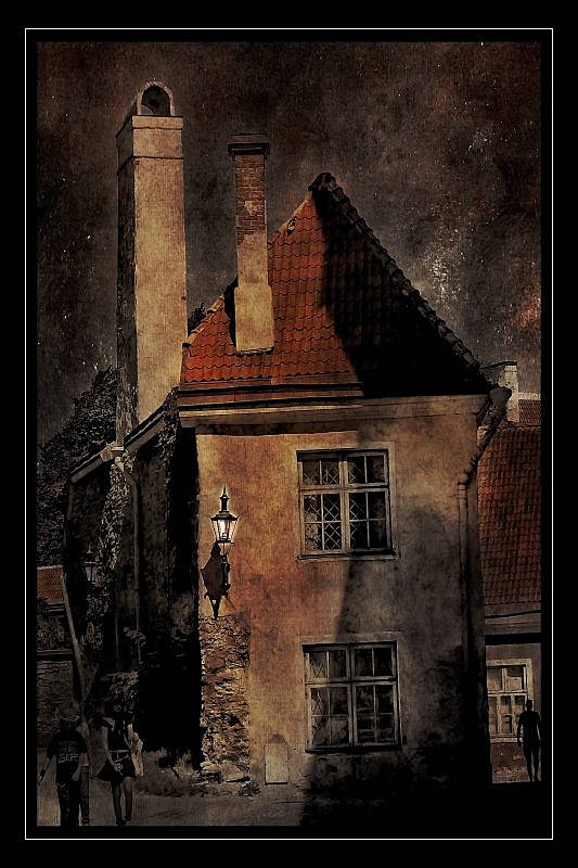 tallinn, old, city, vintage, photo,  art, estonia, dark, architecture, stars, night, Sema