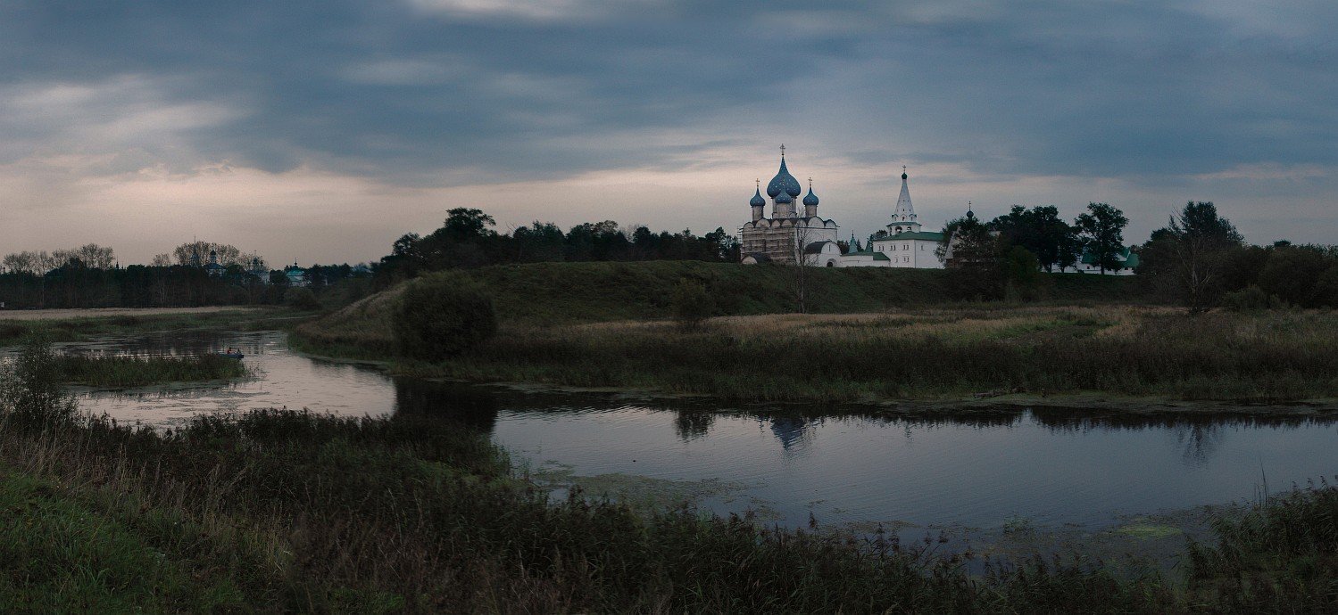 суздаль, сумерки, кремль, рождественский собор, река каменка, панорама, Kaiser Sozo