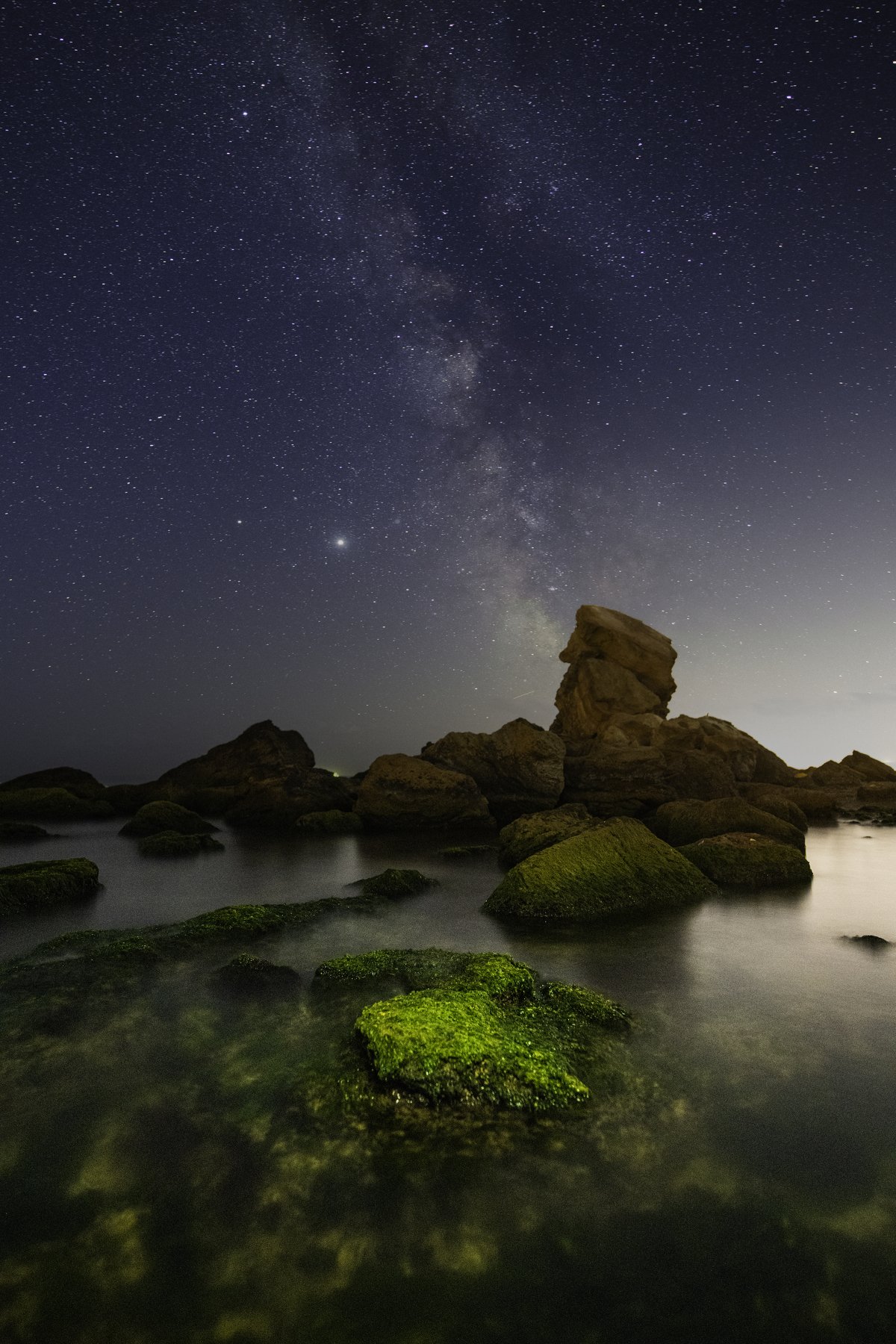 milky way, landscape, nightscape, seascape, sea, stars, moss, night, outdoor, Denys Makogon