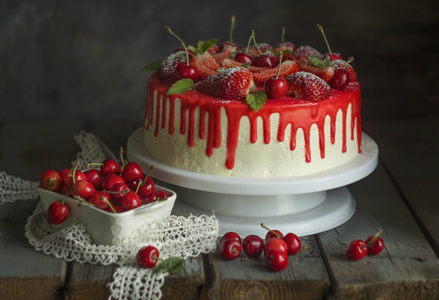 торт, ягоды, еда, клубника, черешня, Лионелла Зимина