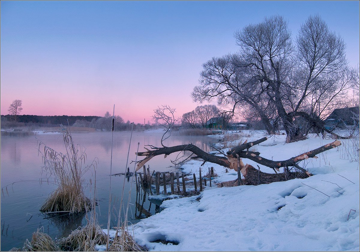 рассвет, река, утро, зима, лисно, Andrew Kuzmin