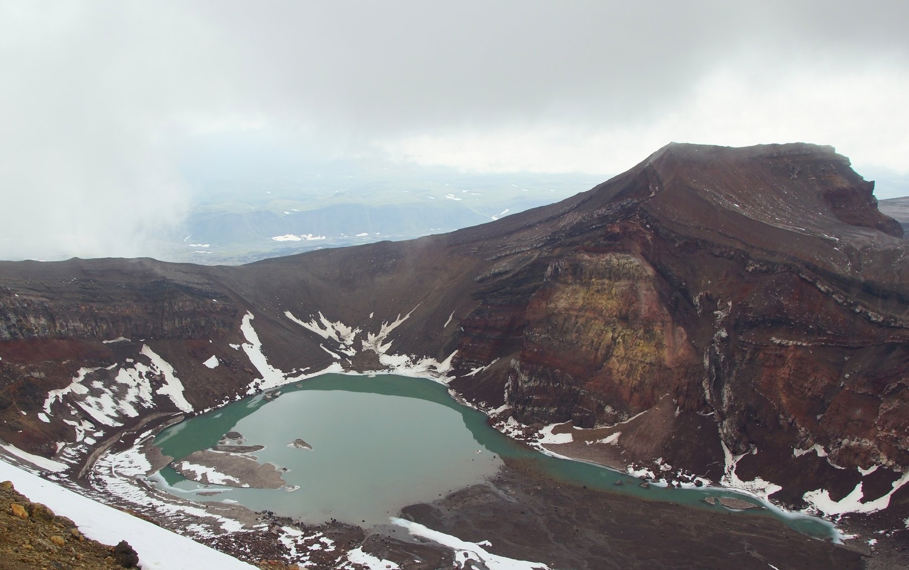 mountain, volcano, nature, landscape, view, crater, caldera, lake, haze, season, weather, relief, Сергей Андреевич