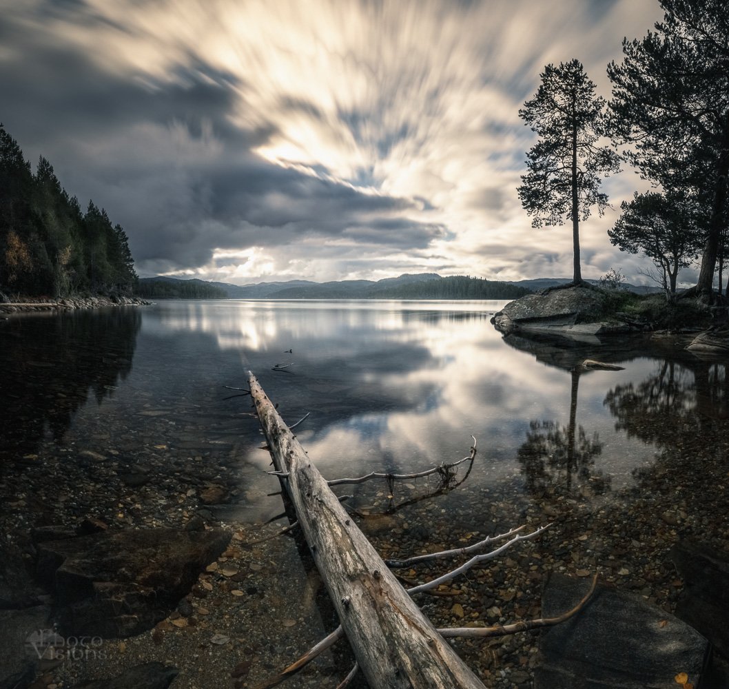 norway,lake,lakeside,shoreline,long exposure,forest,autumn,cloudy,moody,, Adrian Szatewicz