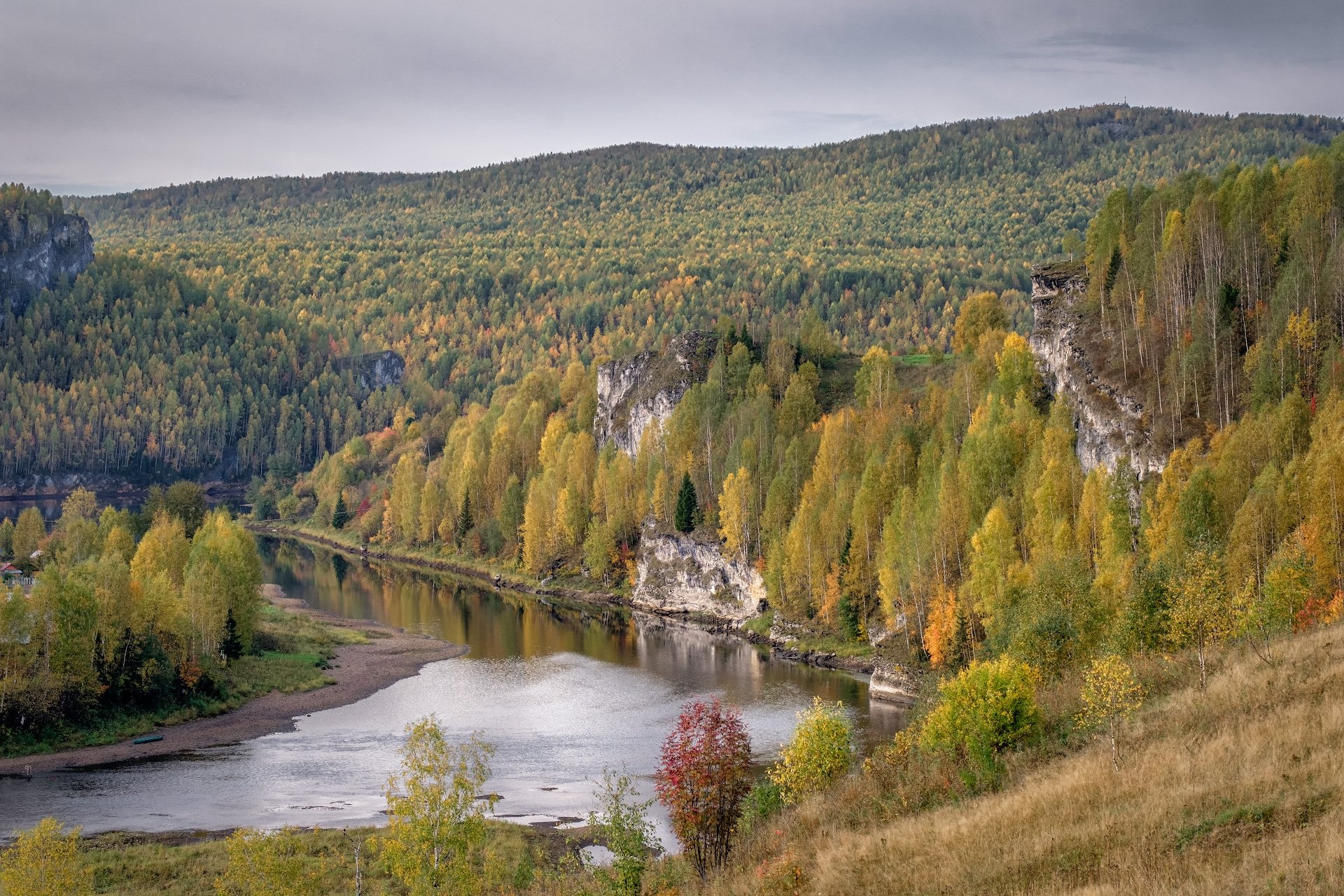 река, косьва, скалы, урал, осень, природа, пейзаж, Андрей Чиж