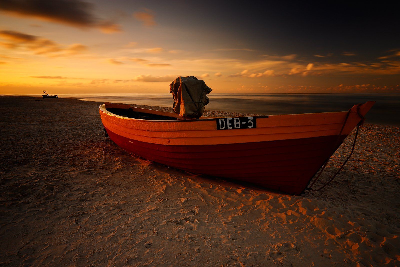 baltic, sea, evening, light, sunset, boat, beach, sand,, Jacek Lisiewicz