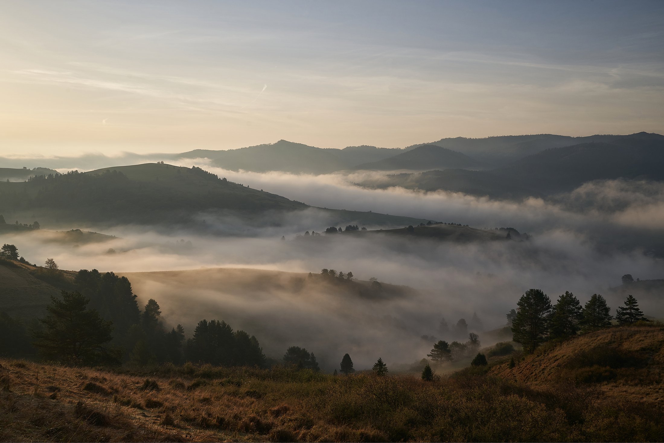 fog,morning,sunrise,mist,hill,hills,autum, Rafal