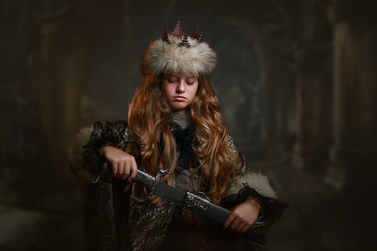 дети портрет стилизация прошлое девочка оружие, Римма Алеева