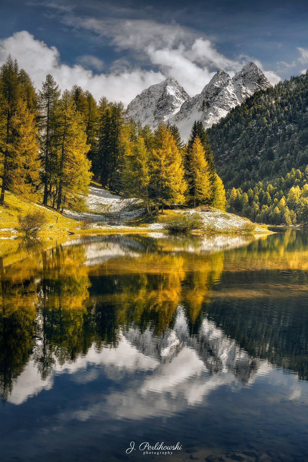 autumn, Switzerland, Alps, mountains, mirror, lake, forest, colours,, Jakub Perlikowski