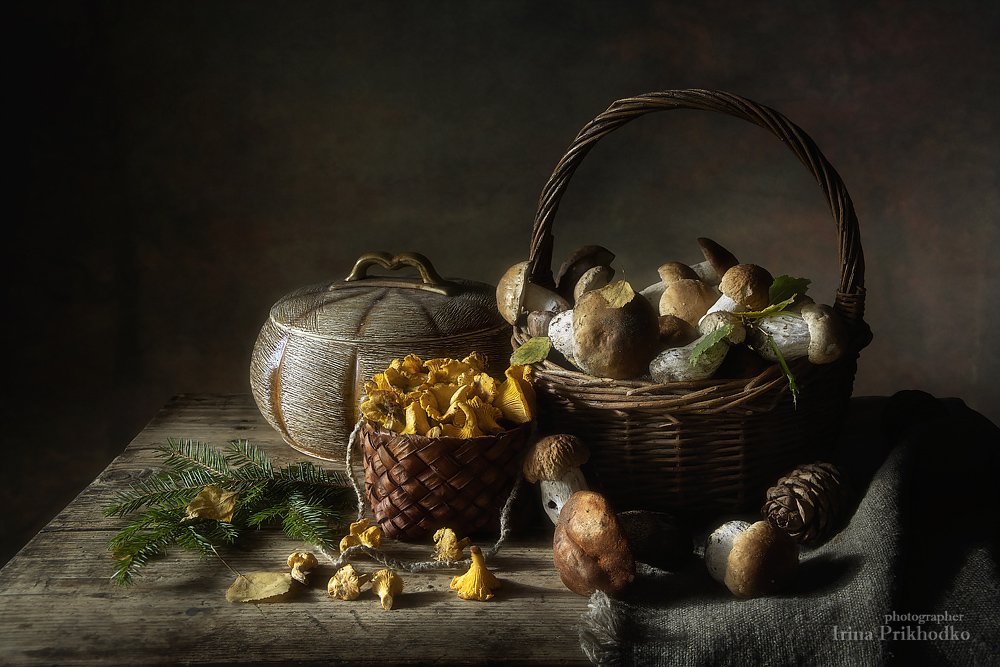 натюрморт, ретро, деревенский винтажный, художественная фотография, грибы, осень, Ирина Приходько