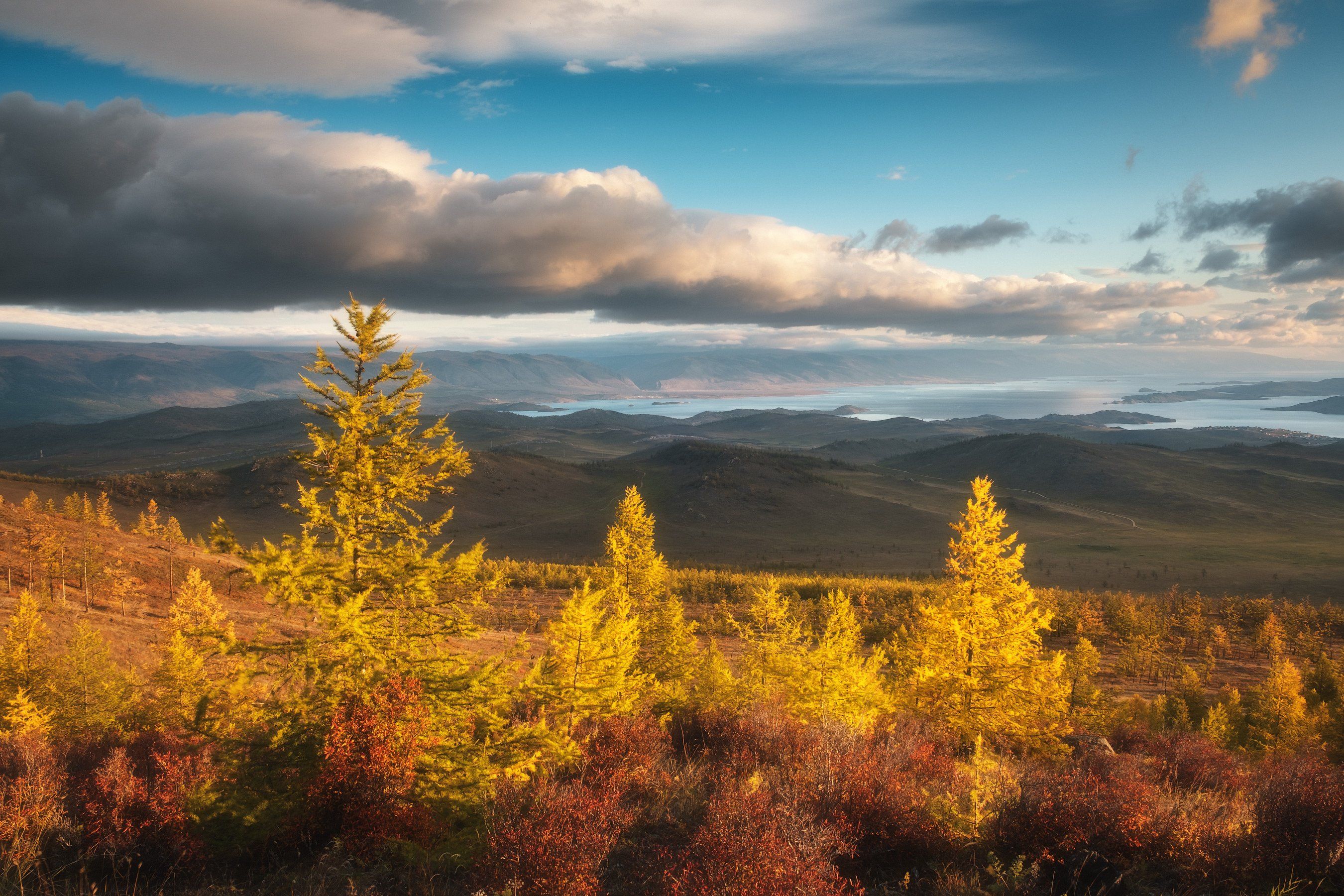 россия, иркутская область, байкал, тажераны, степь, лесостепь, рассвет, природа, пейзаж, восход солнца, останцы, осень, лиственница, Оборотов Алексей