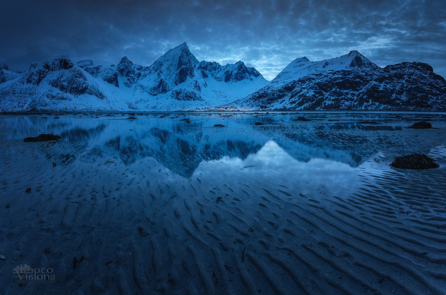lofoten,flakstadpollen,blue hour,mountains,winter,reflections,, Adrian Szatewicz
