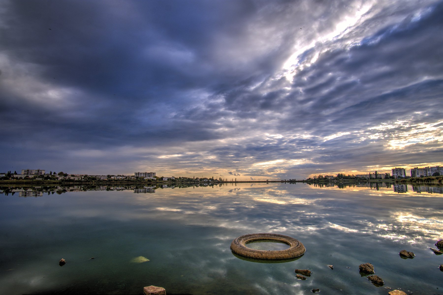 пейзаж, город, Крым, вода, облака, небо, Станислав Дроздов