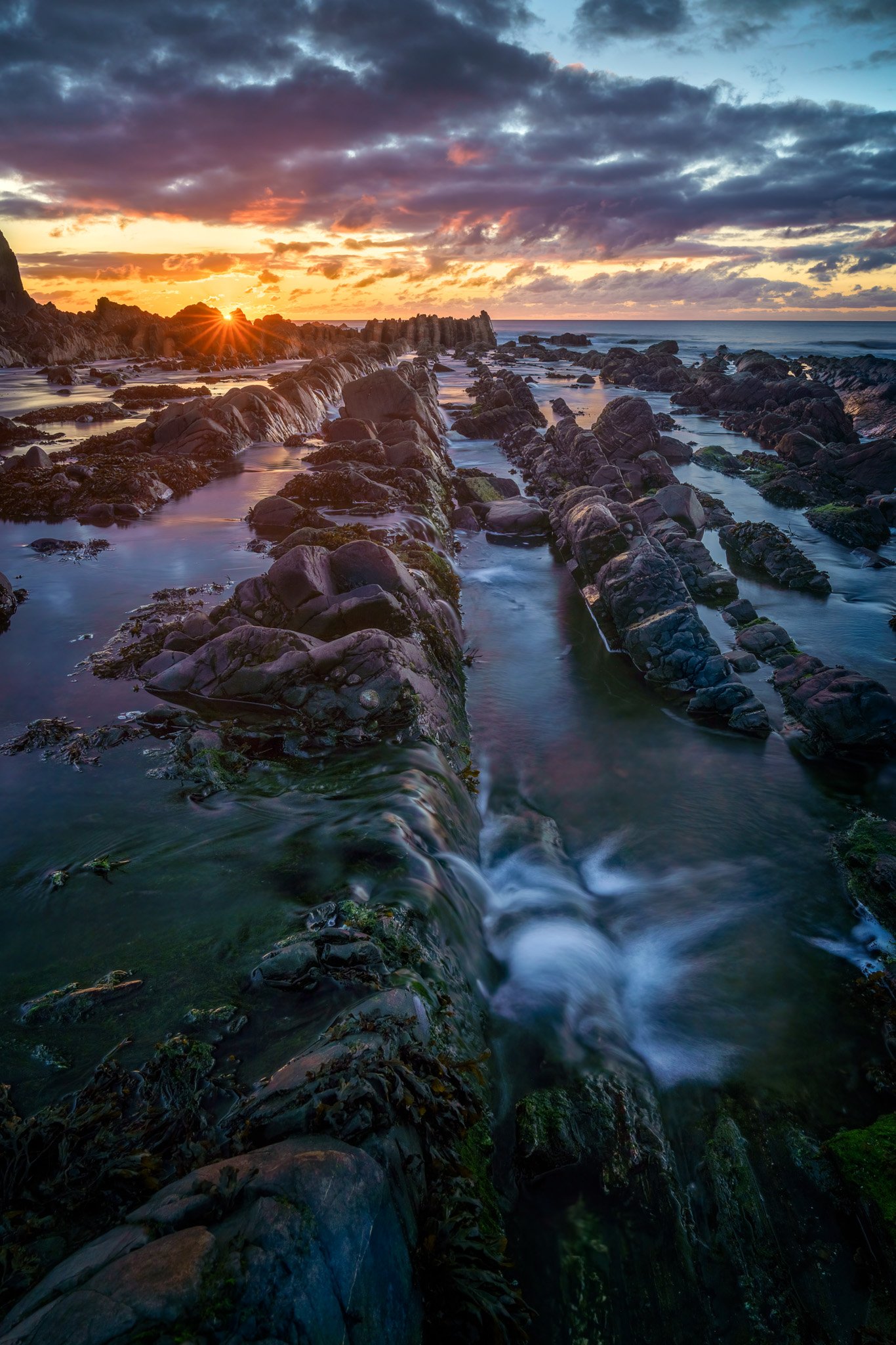 sunset, beach, rocks, sea, atlantic, Ross McGree
