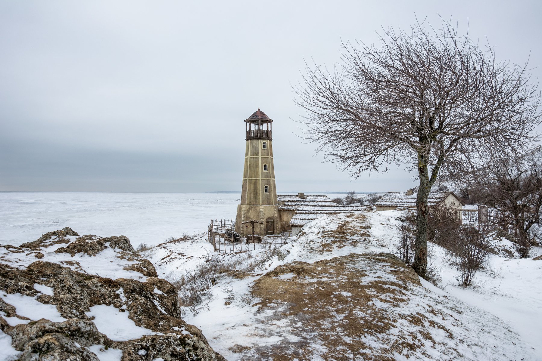 lighthouse, winter, architecture, day, landscape, taganrog, merzhanovo, russia, Сергей Гладков