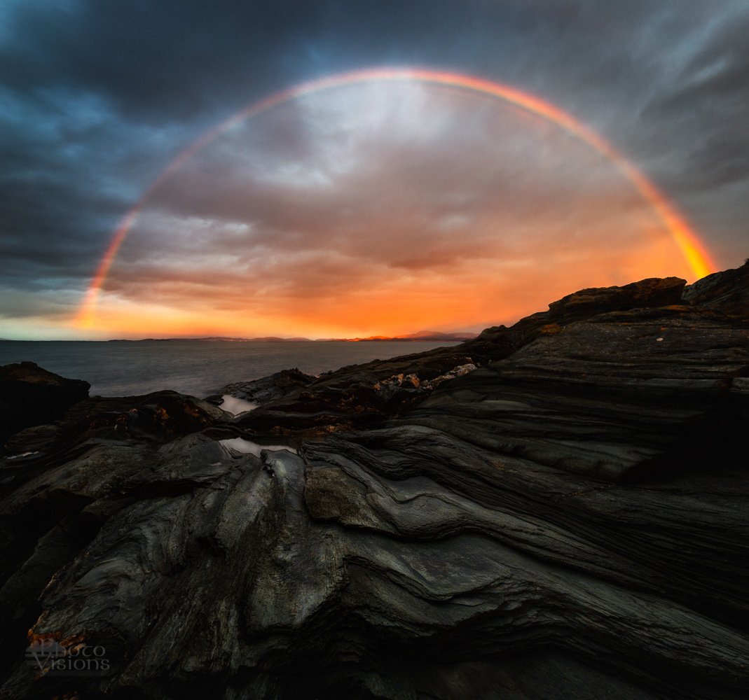 sunset,rainbow,norway,fiord,fjord,shore,seascape,sky,rocks,, Adrian Szatewicz