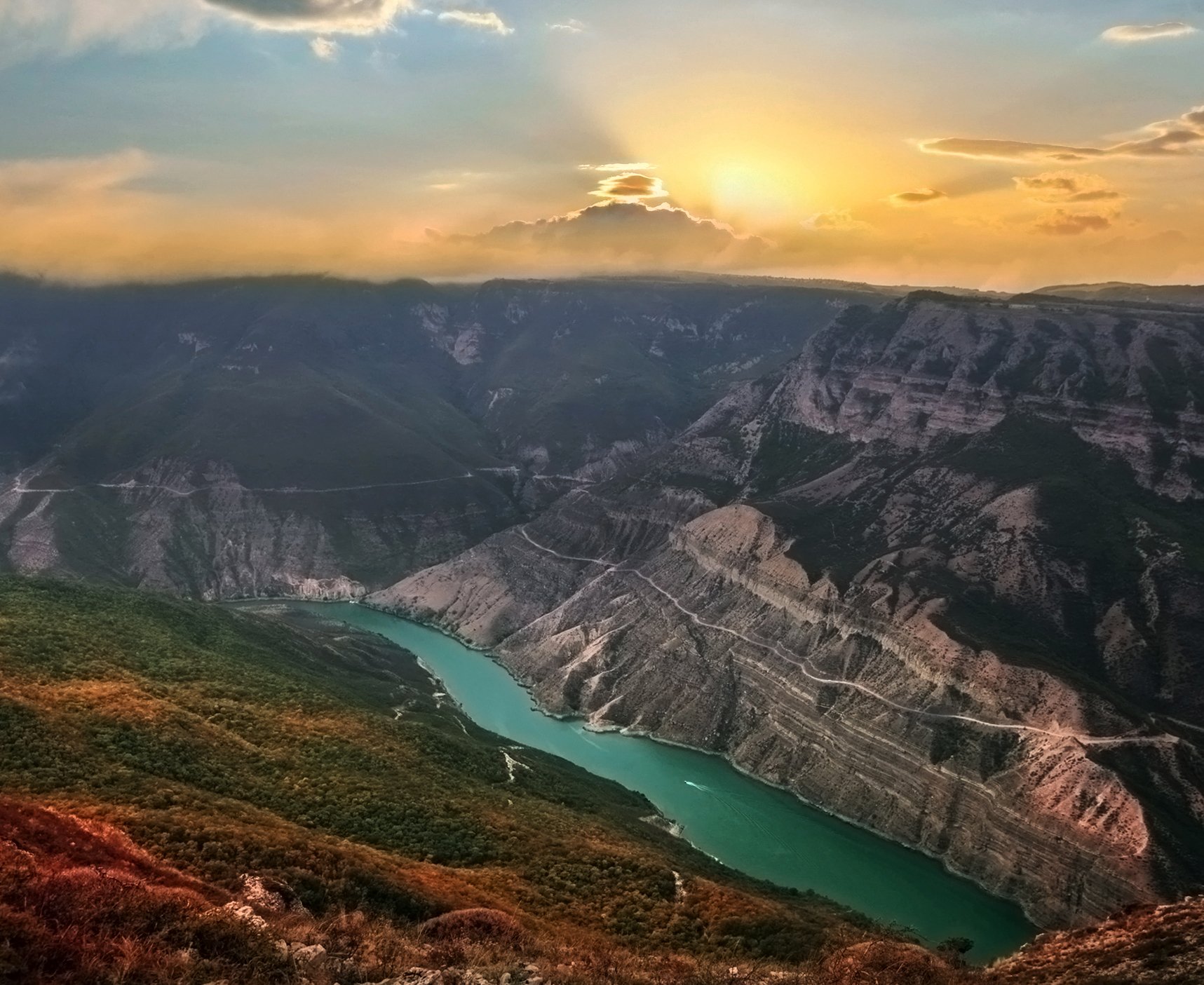 сулак,закат,каньон,река,вода,горы,дагестан., Marat Magov