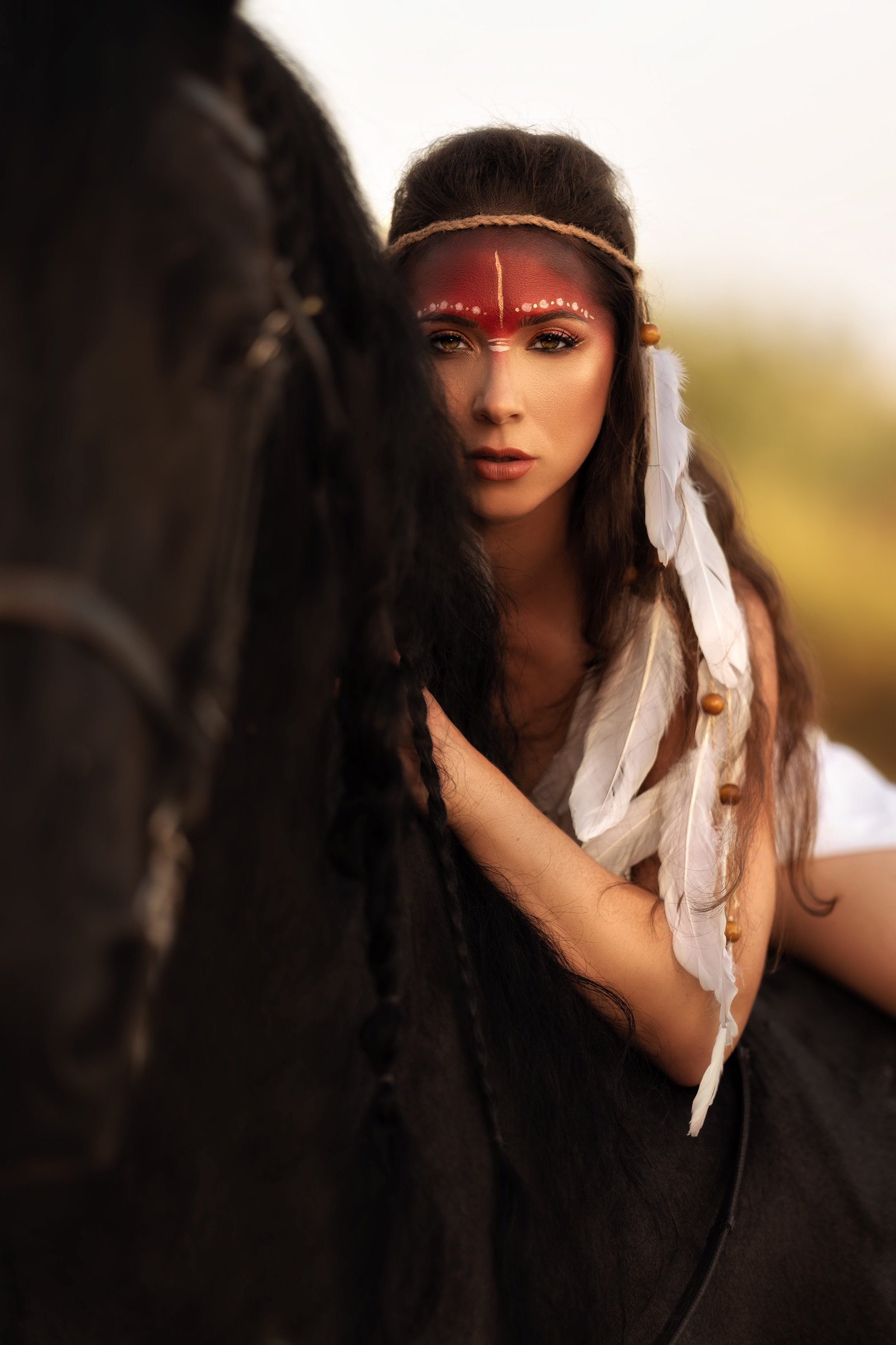 девушка индеец конь лошадь портрет косплей, Виктория Кузнецова