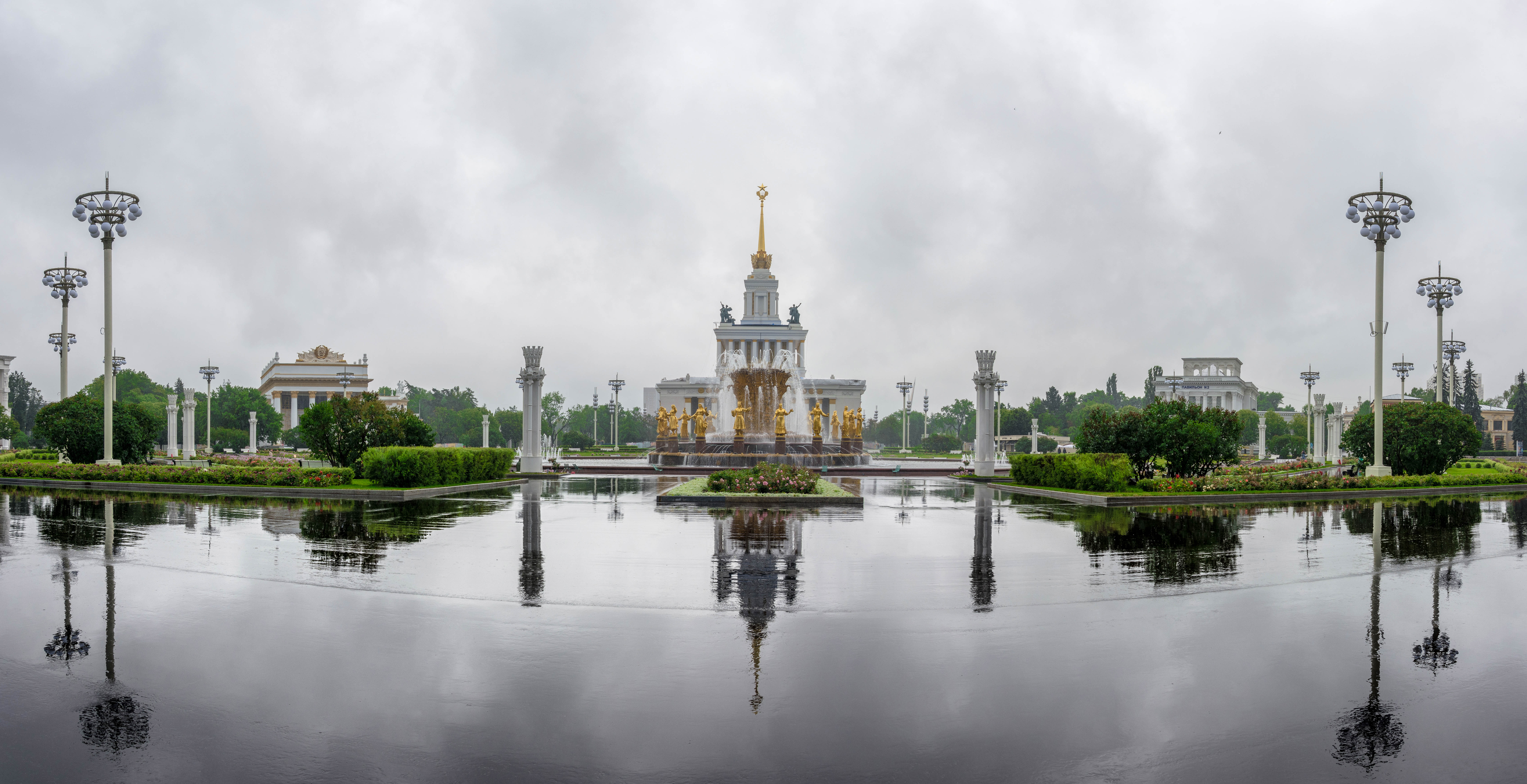 reflection, day, rain, gray, architecture, Moscow, Russia, Сергей Гладков