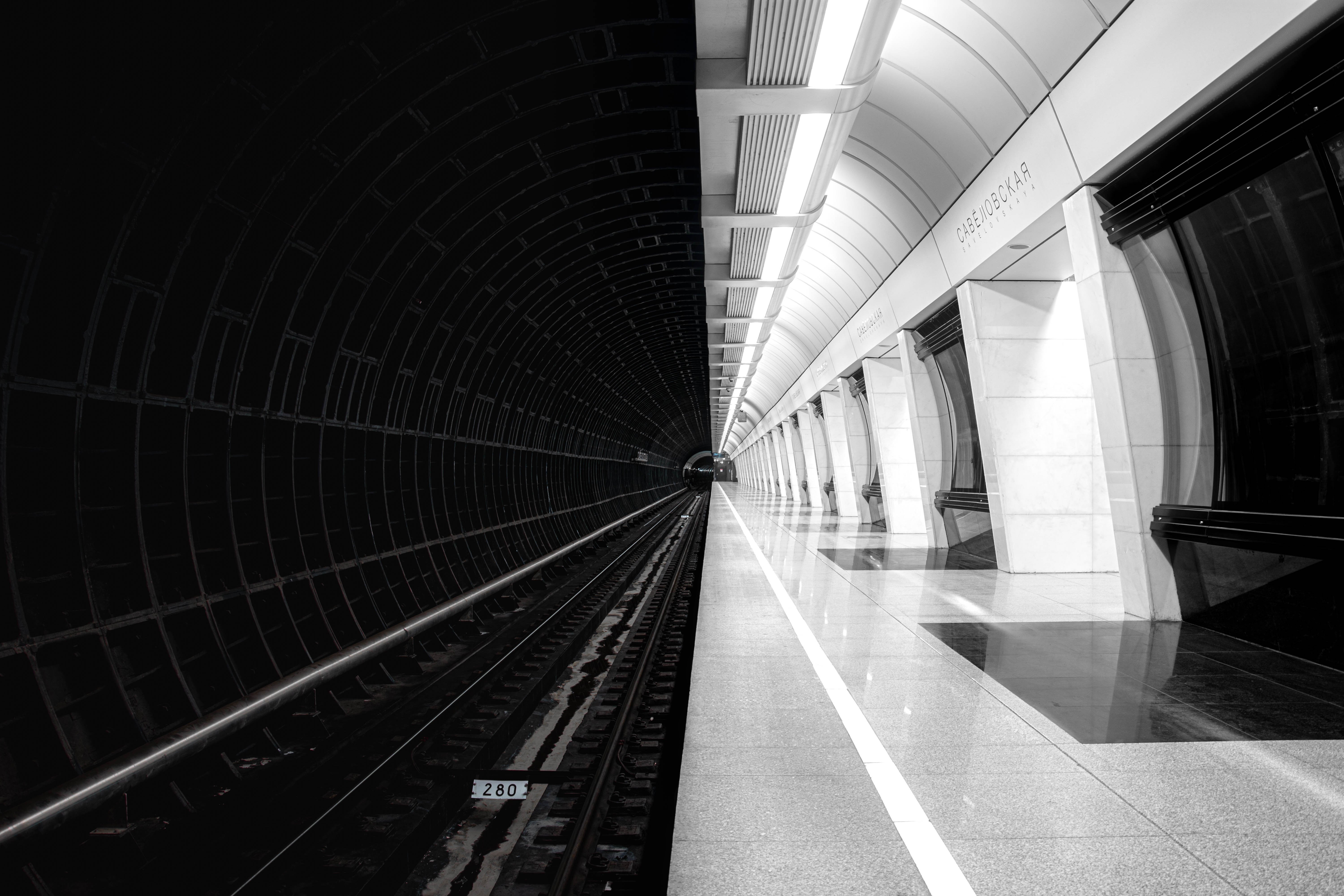 architecture, dark, white, black, metro, station, subway, Moscow, Russia, Сергей Гладков