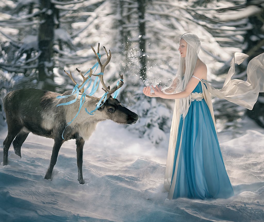 #winter #deer #fairy #wind #girl #fairytale, Ксения Лыгина