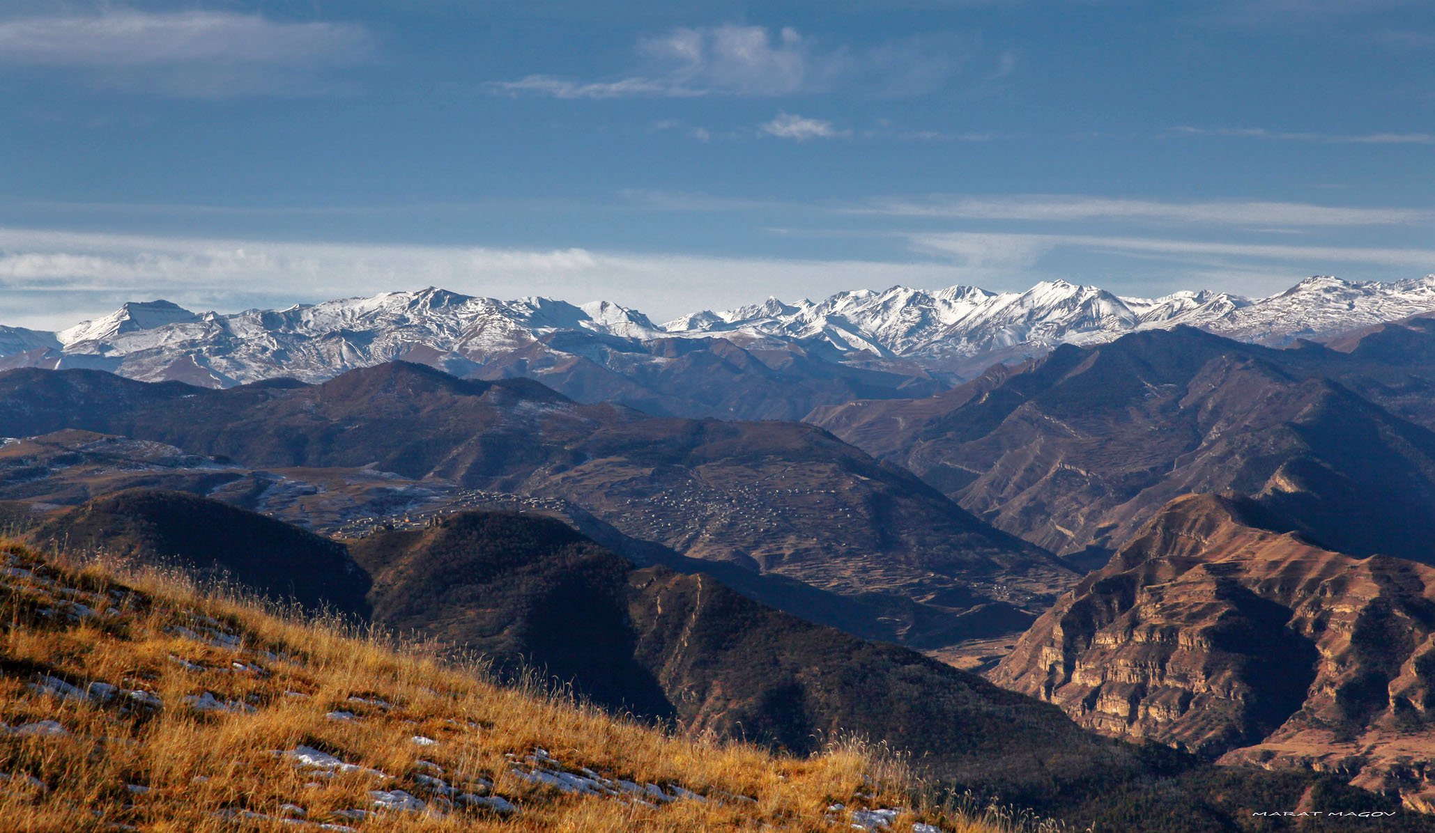 горы,снег,вершины,пейзаж,небо,деревья,дагестан,природа, Marat Magov