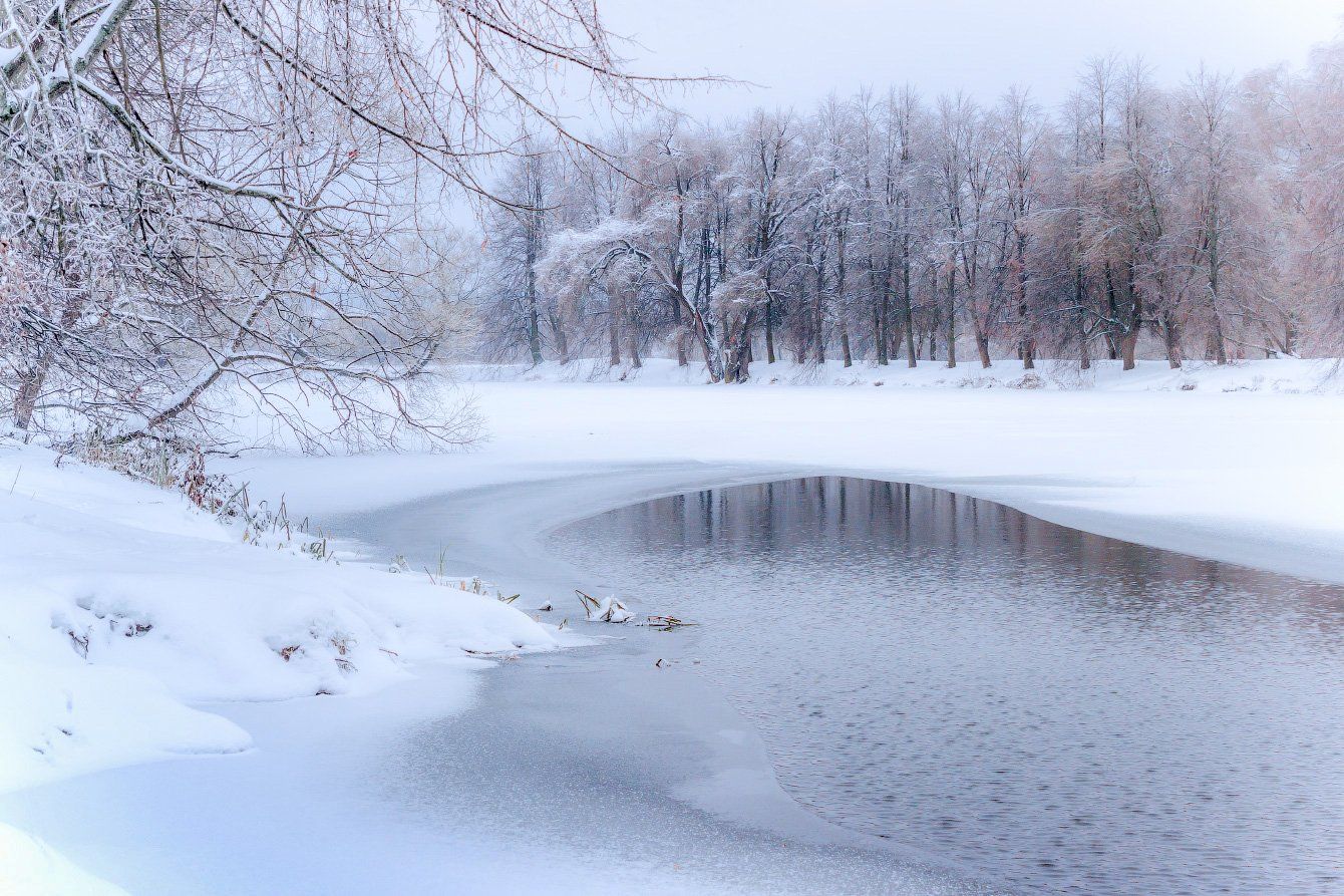 зима, снег, пруд, природа, Виктор Климкин