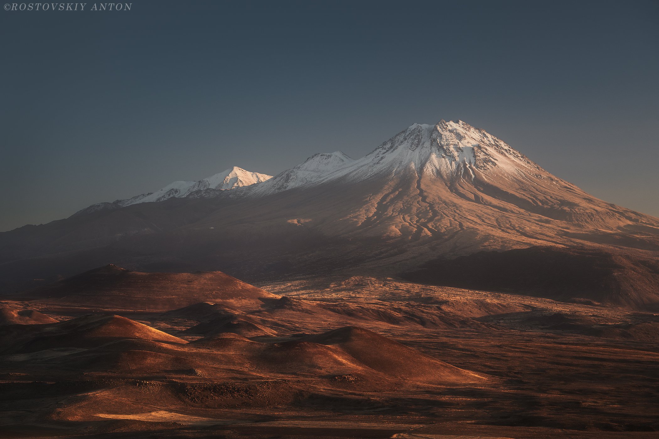 вулкан, гора, снег, вершина, осень, закат, volcano, mountain, , Антон Ростовский