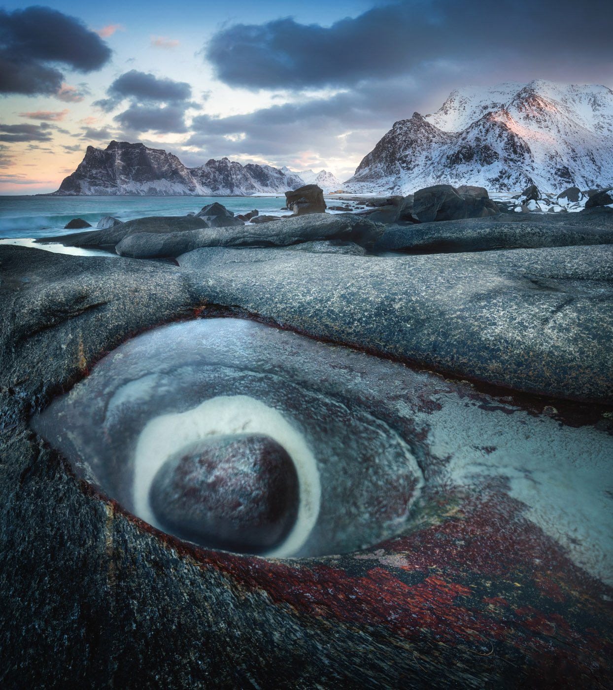 uttakleiv,norway,lofoten,coastline,shoreline,winter,rock,rocks,beach,seascape,, Adrian Szatewicz