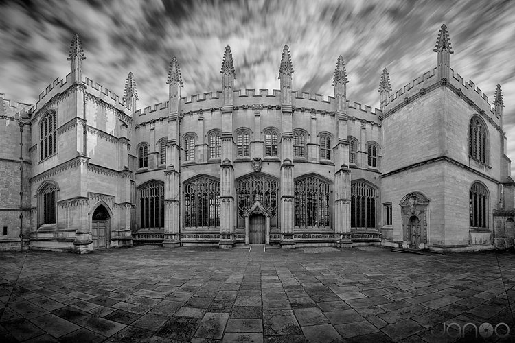 Ancient, Architecture, Black & white, Black and white, Building, Bw, Clouds, Library, Monument, Oxford, Panorama, Sky, Janusz Cedrowicz