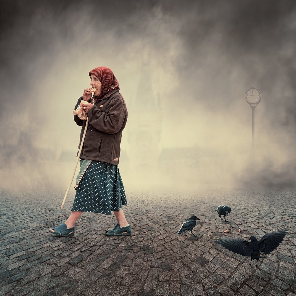 car, cliff, cloth, clouds, dream, fence, field, flower, flying, freedom, ground, high, leaf, light, manipulation, old, photoshop, psd, rainbow, rocks, sky, tutorials, woman, crows, fly, crumbs, eat, clock, castle,, Caras Ionut
