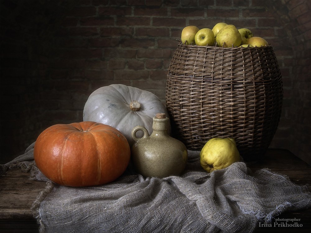 натюрморт, художественное фото, осень, урожай, овощи, фрукты, яблоки, тыквы, Ирина Приходько