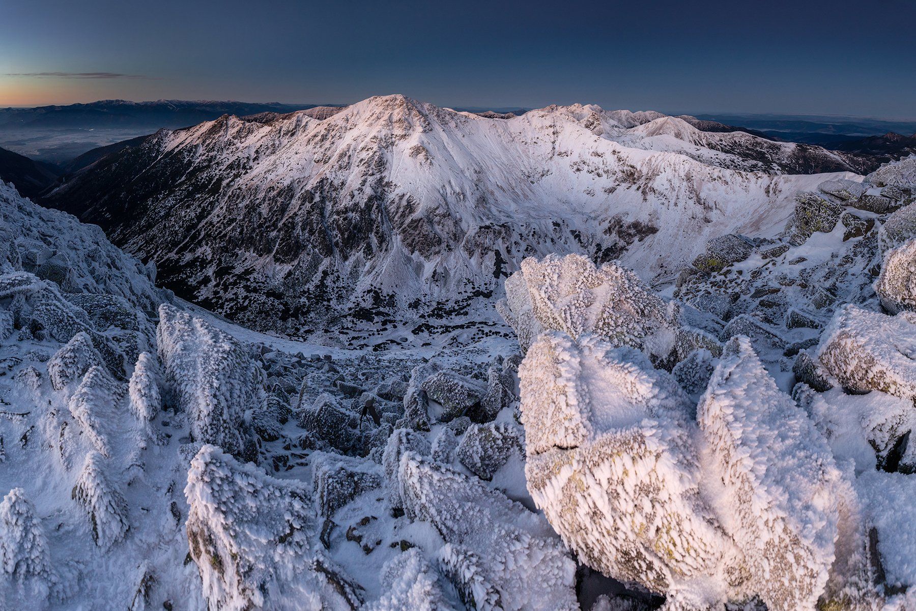 mountains, autumn, poland, slovakia, bluehour, snow, Michał Kasperczyk