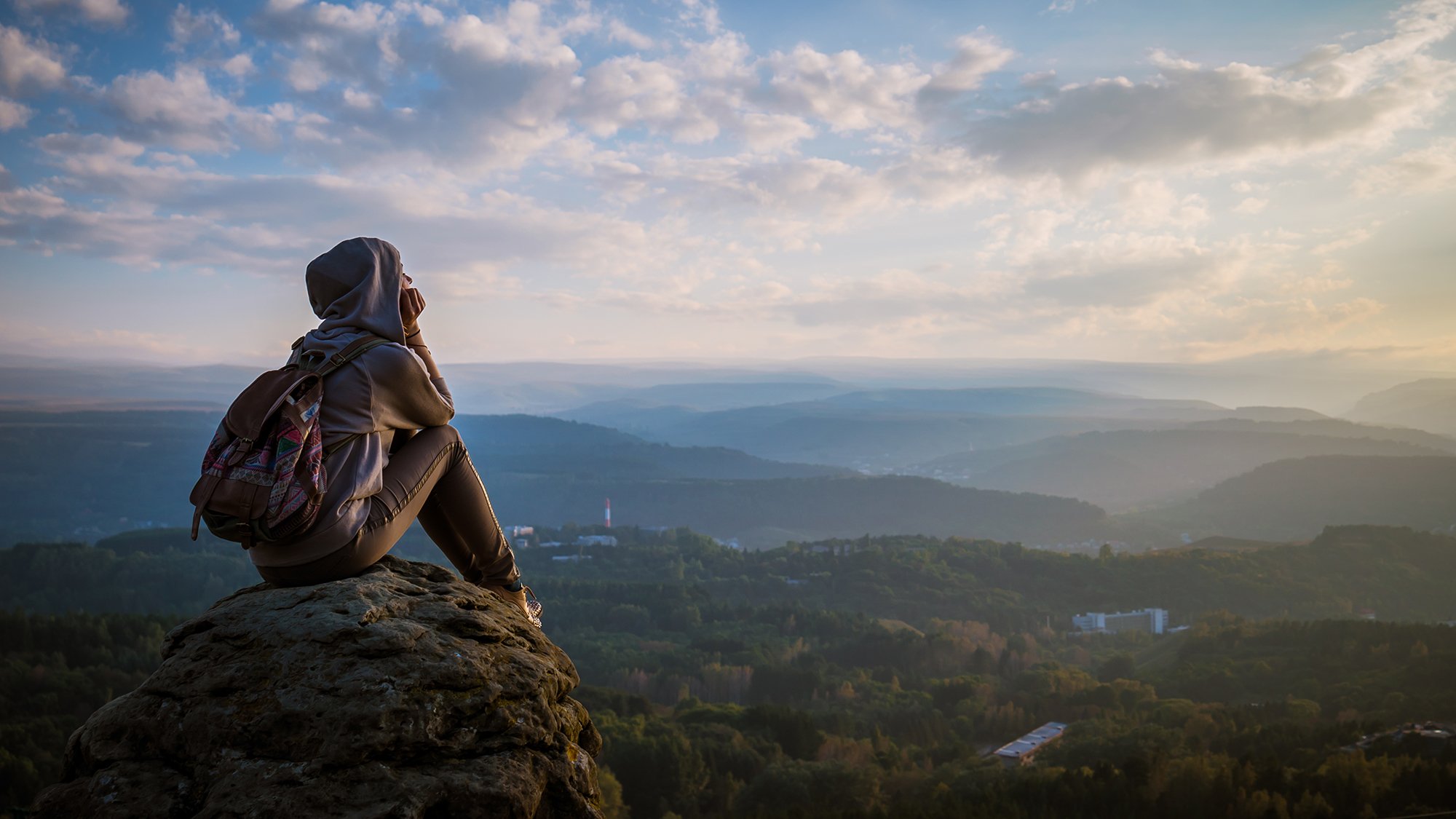 sunset, sky, nature, sun, sunrise, landscape, cloud, woman, silhouette, mountain, evening, clouds, beautiful, summer, mountains, view, dusk, blue, travel, panorama, orange, Михаил Науменко