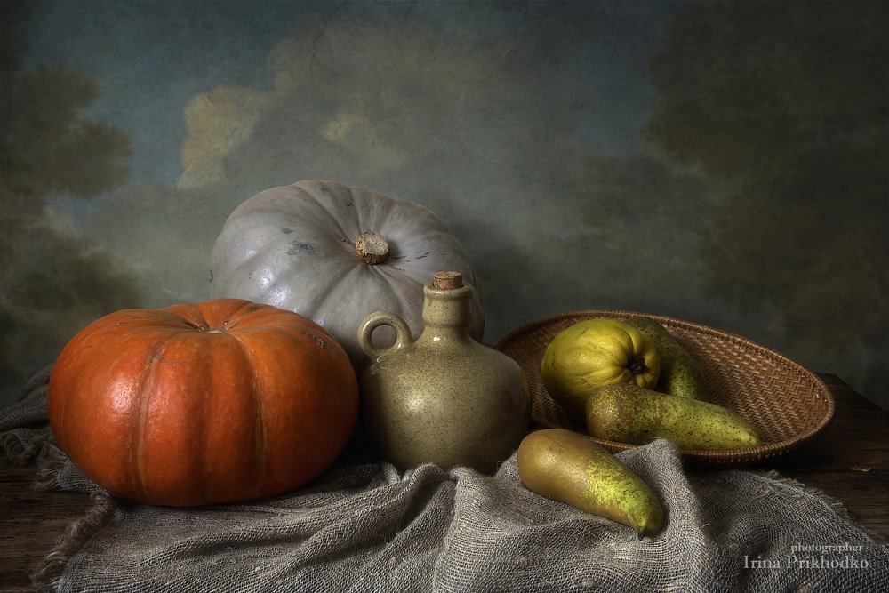 натюрморт, осень, овощи, фрукты, тыквы, груши, Ирина Приходько