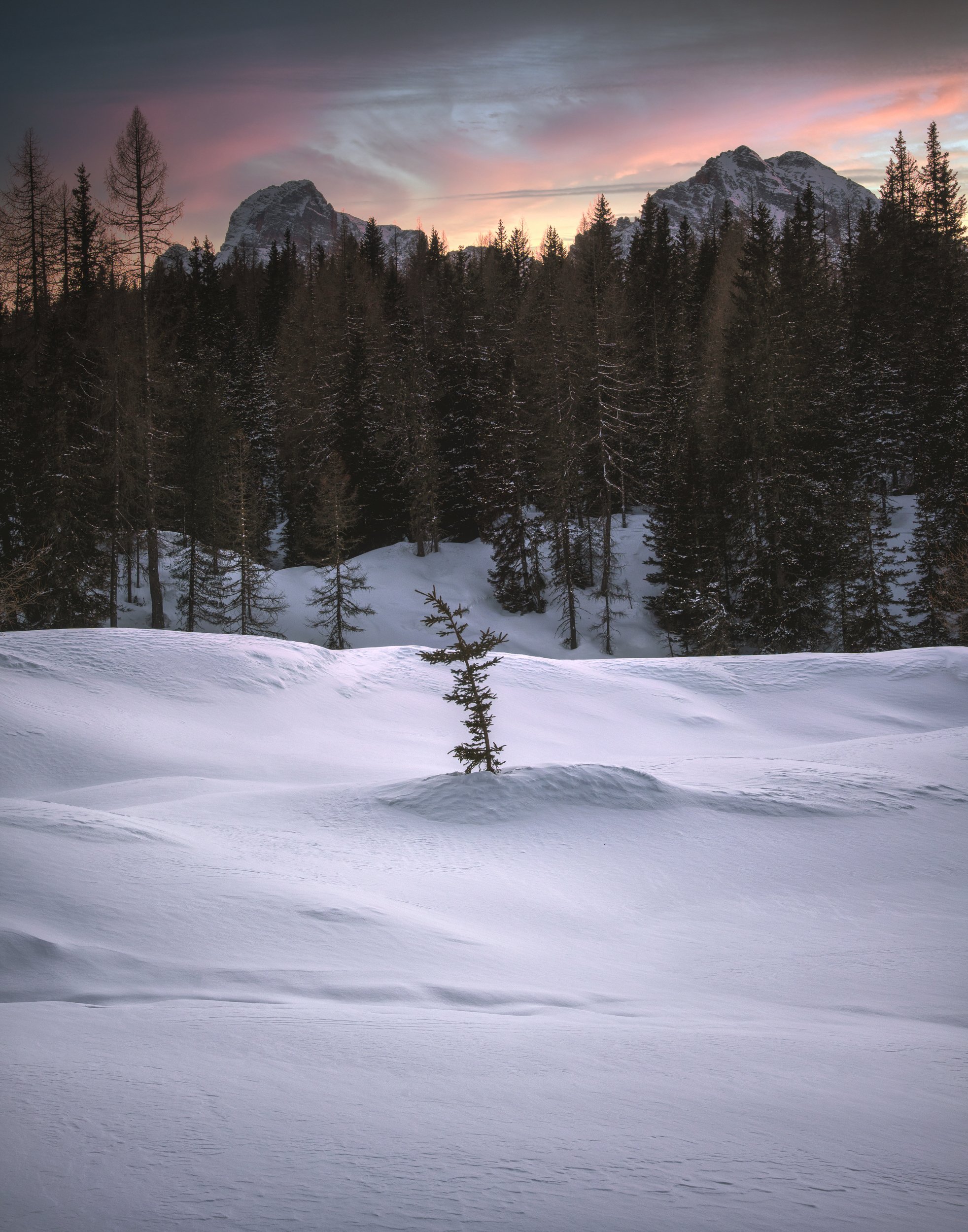 winter, winterlandscape, landscape, dolomites, snow, sunset, Vjacheslav Simanovich
