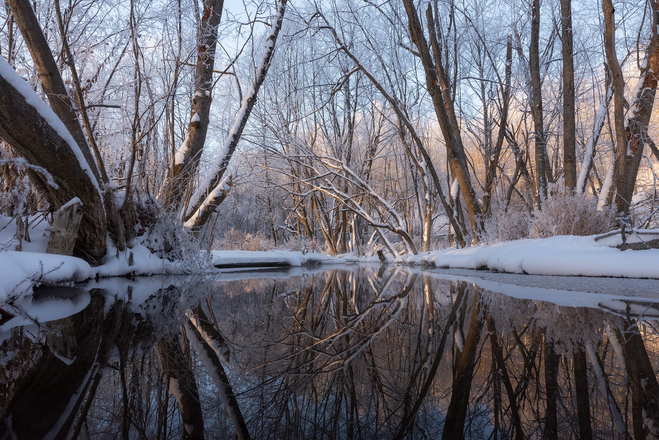 пейзаж, природа, зима, отражение, Рустам Афлятунов