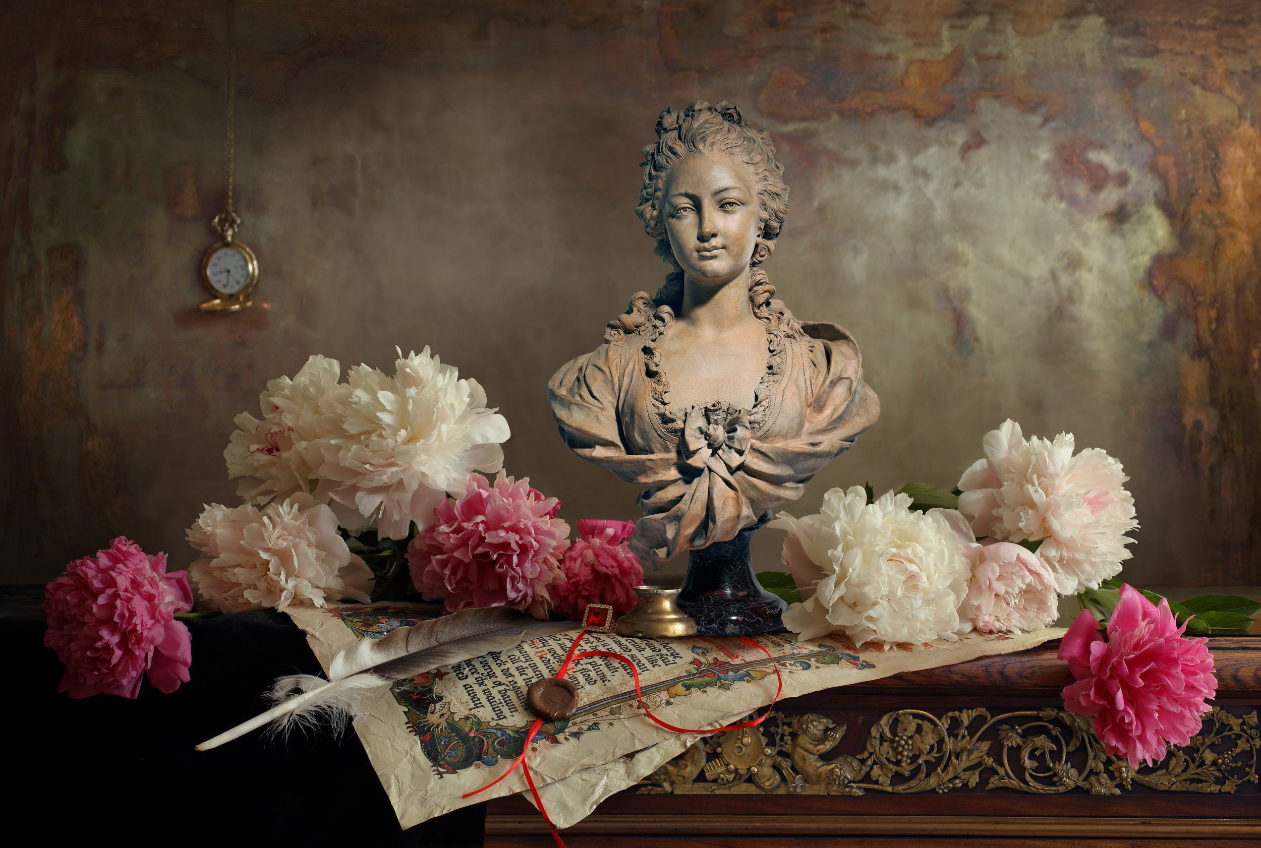 пионы, цветы, девушка, скульптура, натюрморт, Андрей Морозов