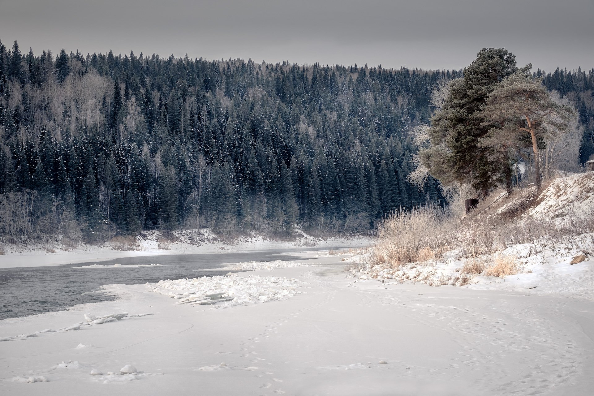 чусовая, река, зима, декабрь, снег, лед, урал, пейзаж, Андрей Чиж