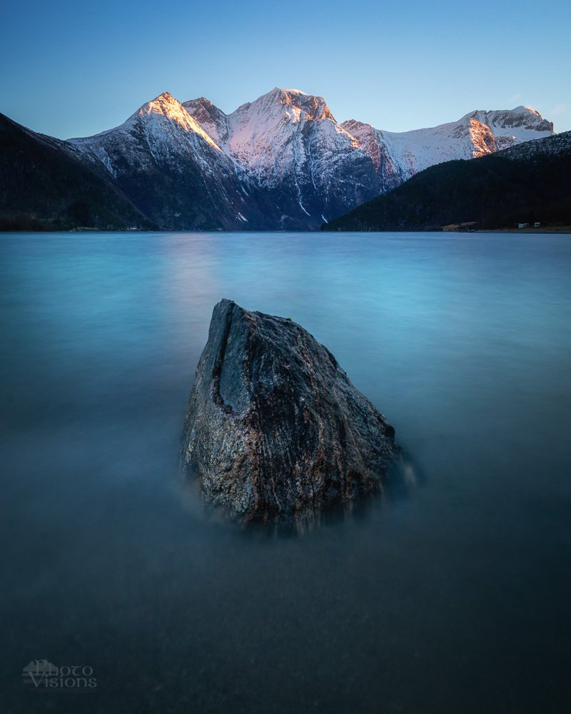 rock,lake,mountains,sunset,long exposure,norway, Adrian Szatewicz