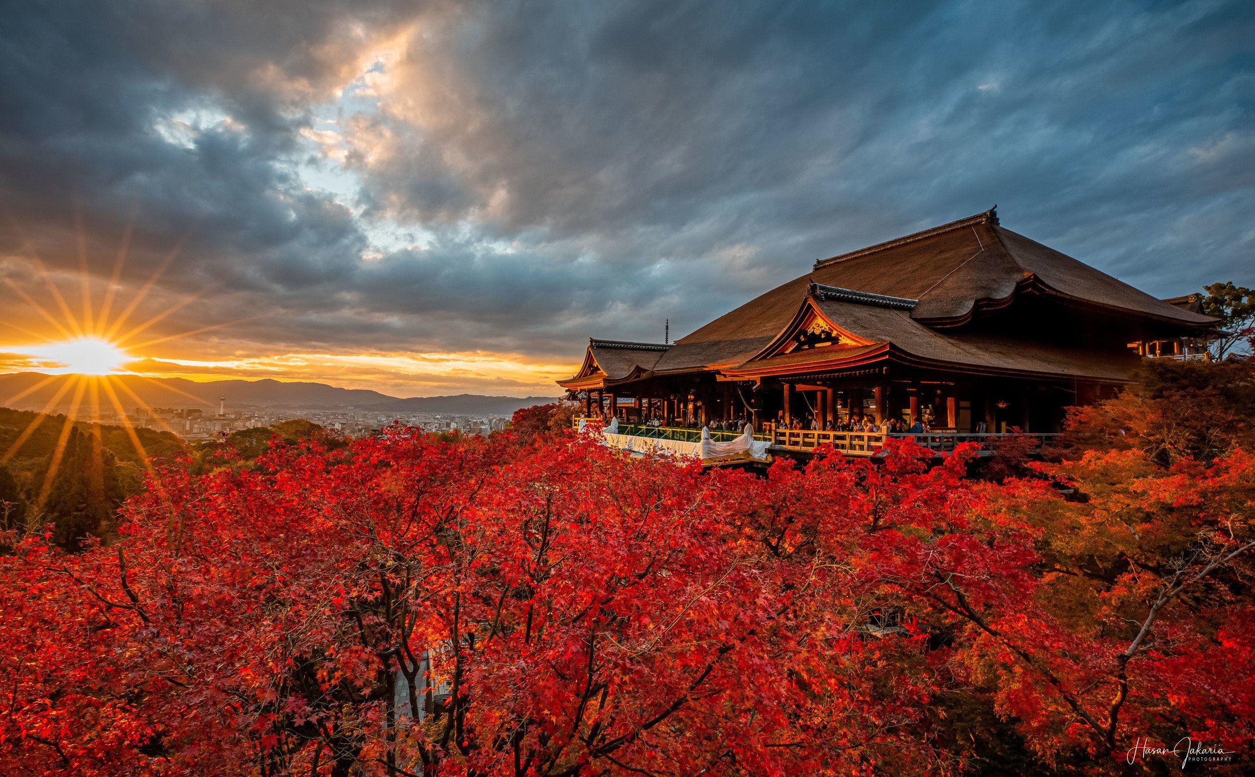 sunset autumn temple japan , Hasan Jakaria